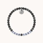 Gray Glass Perlen Armband mit Wunschbuchstaben | Text | Name
