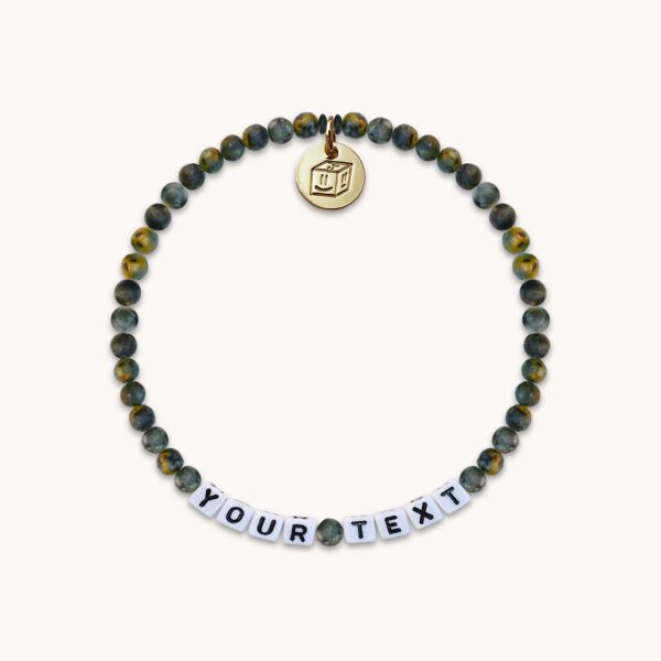 Green Wood Stone Perlen Armband mit Wunschbuchstaben | Text | Name