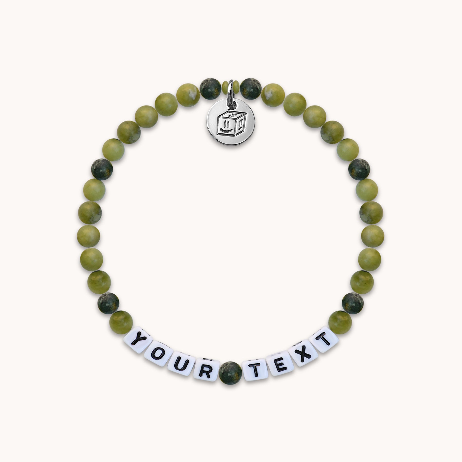 Green Power Stone Perlen Armband mit Wunschbuchstaben | Text | Name
