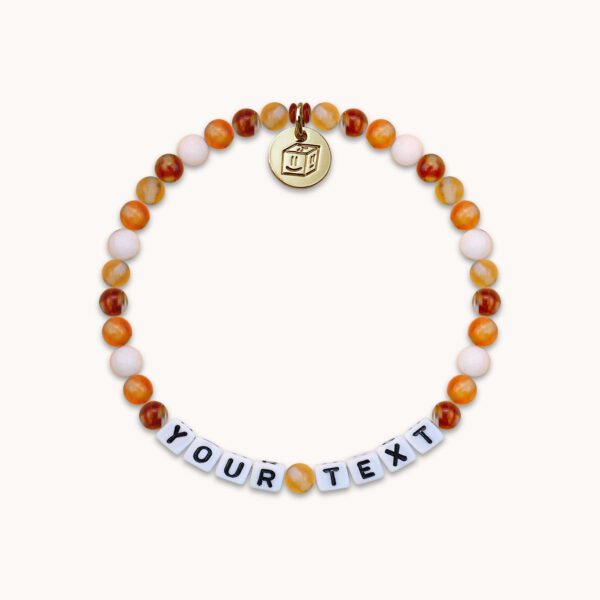 Orange White Perlen Armband mit Wunschbuchstaben | Text | Name