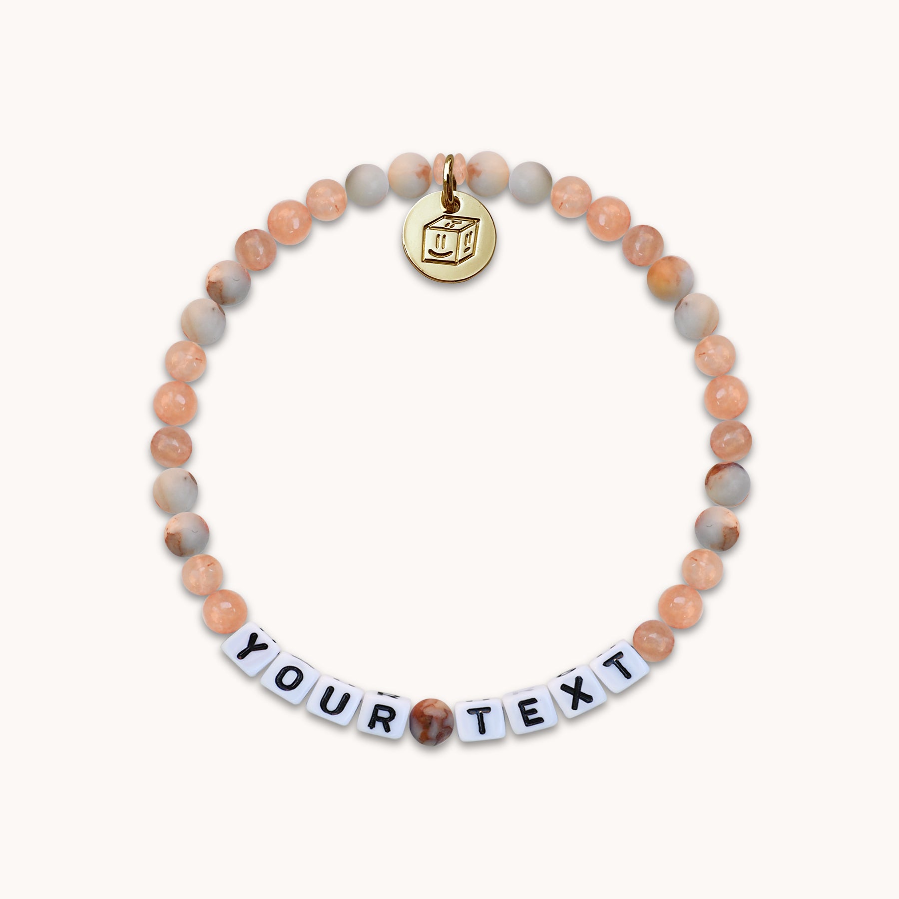 Peach Mix Perlen Armband mit Wunschbuchstaben | Text | Name